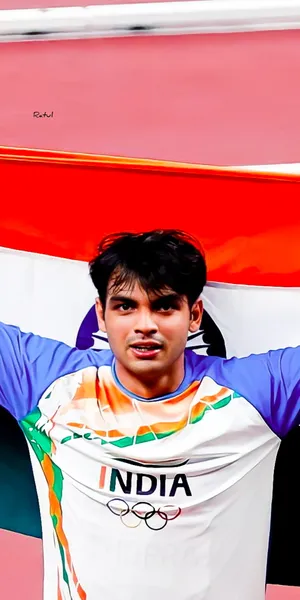 Caption: Neeraj Chopra - India's Golden Pride Wallpaper