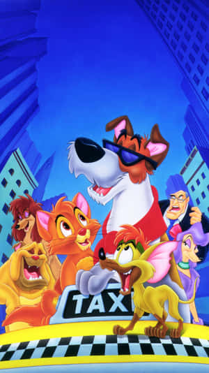 Caption: Oliver And His Friends From Oliver & Company Enjoying A Cheerful Day In The City Wallpaper