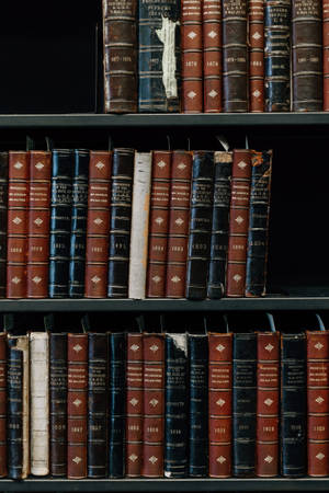 Caption: Organized Collection Of Books On Shelves Wallpaper