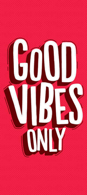 Caption: Radiate Positivity - Good Vibe Red Typographic Art Wallpaper