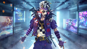 Caption: Showcasing Epic Joker Skin In Free Fire Game Desktop Background Wallpaper