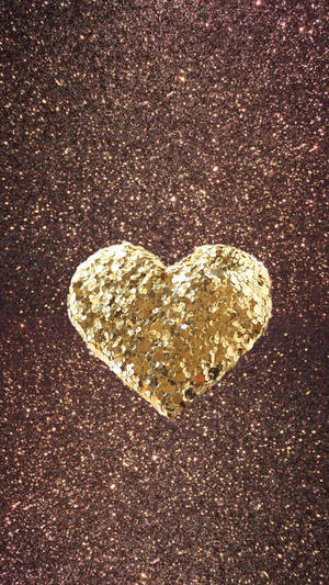 Caption: Sparkling Gold Heart Wallpaper For Iphone Wallpaper