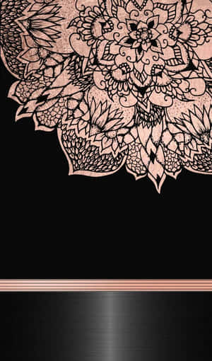 Caption: Stunning Rose Gold Mandala On Phone Wallpaper Wallpaper