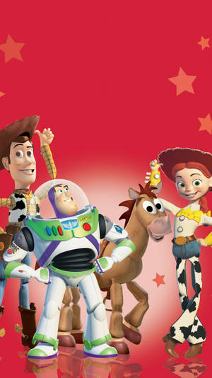 Caption: The Invigorating Red Poster Of Toy Story 2 Wallpaper