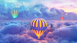 Caption: Unique Laptop With Hot Air Balloon Background Wallpaper