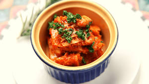 Caption: Vibrant Traditional Korean Kimchi Dish Wallpaper