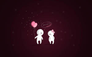Caption: Whimsical Romance: Cartoon Couple In Love Wallpaper