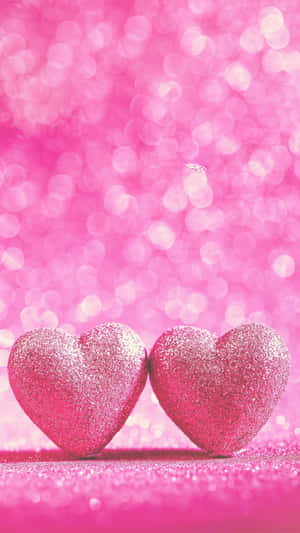 Captivating Glitter Pink Hearts Wallpaper