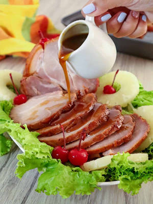 Captivating Juicy Ham With Glaze Wallpaper