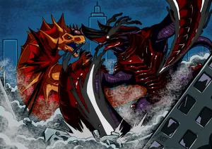 Captivating Kaiju Destruction Scene Wallpaper