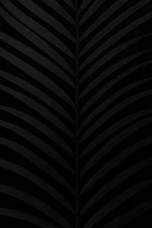 Captivating Matte Black Palm Leaf Wallpaper