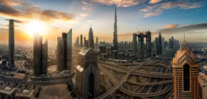 Captivating Panorama Of Dubai Skyline Wallpaper