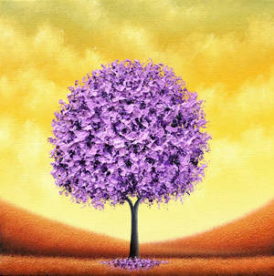 Captivating Purple Tree In An Oil Painting Wallpaper