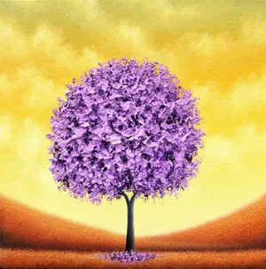 Captivating Purple Tree In An Oil Painting Wallpaper