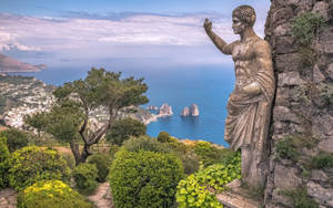 Captivating Statue In Capri Italy Wallpaper