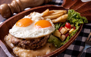 Captivating Steak And Eggs For Lunch Wallpaper