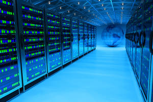 Captivating View Of A Modern Data Storage Facility Wallpaper