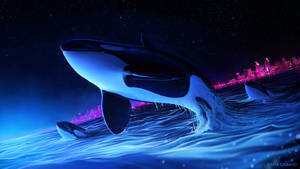 Captivating Whale Leaping Dark 4k Wallpaper