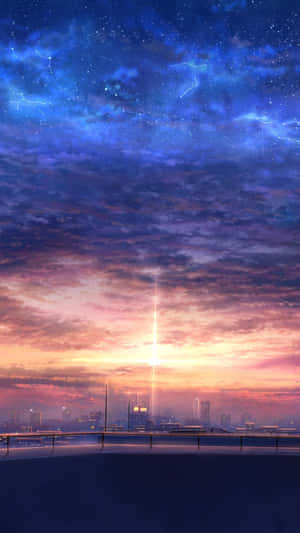 Capturing Splendor Of An Anime Sunset With Iphone Wallpaper