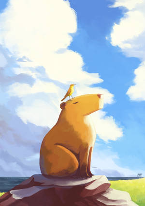 Capybara Digital Art Wallpaper