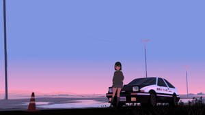 Car Anime And Pastel Sky Wallpaper