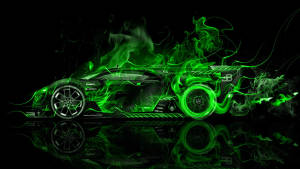 Car With Green Fire Wallpaper