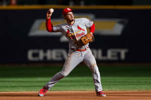 Cardinals Third Baseman Action Shot Wallpaper