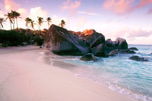 Caribbean Beach And Rock Formations Wallpaper