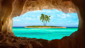 Caribbean Island Cave View Wallpaper