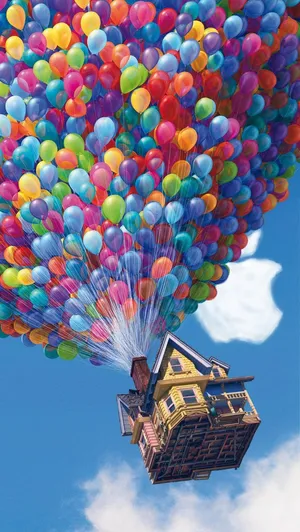 Carl's Floating House In Up Movie Apple Logo Wallpaper