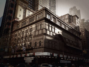 Carnegie Hall Building Vintage Filter Wallpaper