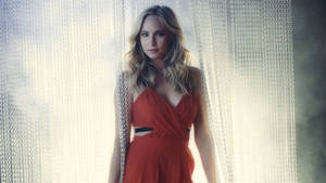 Caroline Forbes In Red Gown Wallpaper