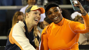 Caroline Wozniacki With Serena Williams Wallpaper