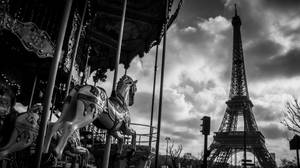 Carousel And Eiffel Tower France Wallpaper