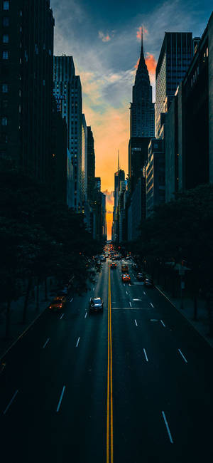 Cars Driving In New York City Iphone Wallpaper