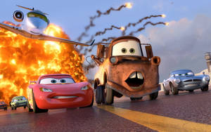 Cars Escaping Fire Wallpaper