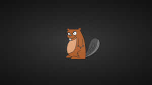 Cartoon Beaver Characteron Dark Background Wallpaper