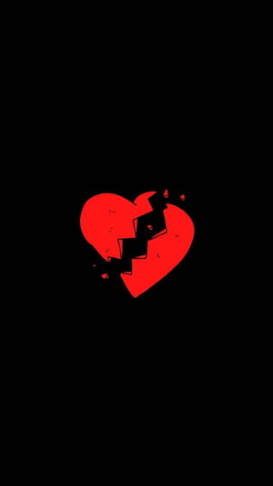 Cartoon Broken Heart Black Wallpaper