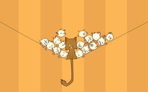 Cartoon Cat And Chickens Wallpaper