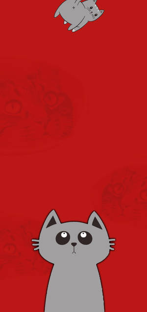 Cartoon Cats Middle Punch Hole Wallpaper