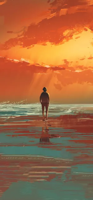 Cartoon Character Alone At The Beach Wallpaper