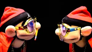 Cartoon Character Jeffy Posed In A Blue Helmet Wallpaper