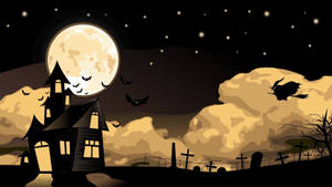 Cartoon Halloween Spooky Mansion Wallpaper