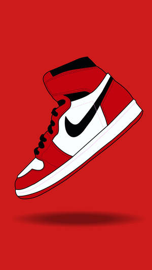 Cartoon Jordan Shoes Chicago Red Background Wallpaper
