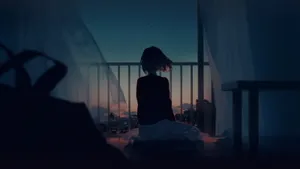 Cartoon Of A Girl Alone In An Apartment Wallpaper