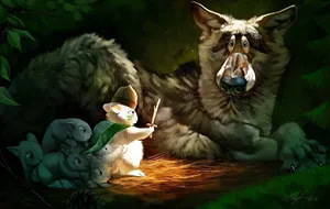 Cartoon Rabbit With Wolf Wallpaper