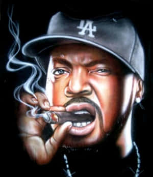 Cartoon Rapper Ice Cube Smoking Wallpaper