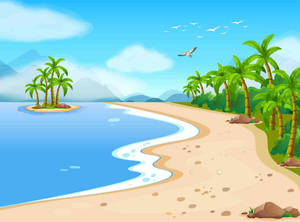 Cartoon Sandy Beach Island Wallpaper