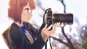 Cartoon Single Woman With A Camera Wallpaper