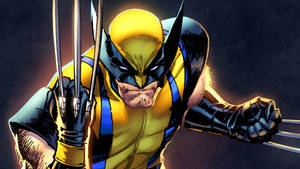 Cartoon Wolverine In Blue Wallpaper